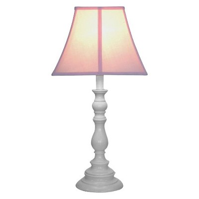 White Resin Table Lamp - Pink