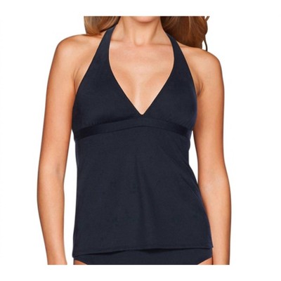 Women's Lattice Strappy Cross Back Tankini Top - Carmen Marc Valvo