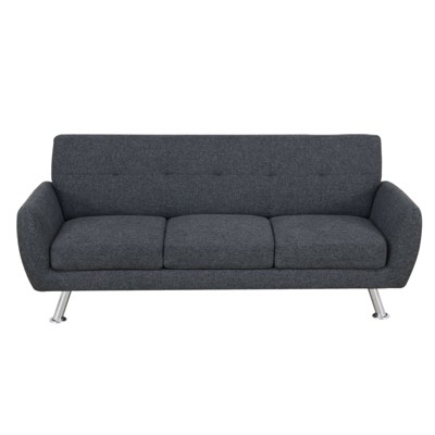 DOMETOUR Modern Upholstered Couch Black Gray Linen Sofa for Living Room