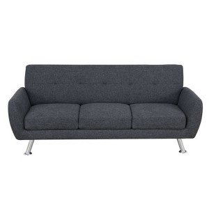 DOMETOUR Modern Upholstered Couch Black Gray Linen Sofa for Living Room - 1 of 4