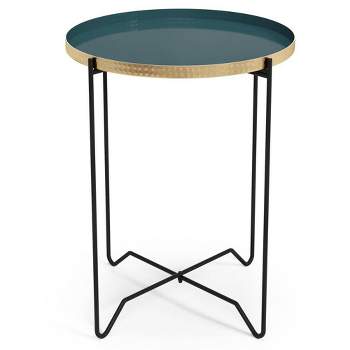 Willow Round Metal Side Table Teal - WyndenHall