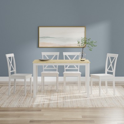 Glenwillow Home 48" Wood Dining Table + X-Back Dining Chairs Dining Set (3-Piece or 5-Piece Set)
