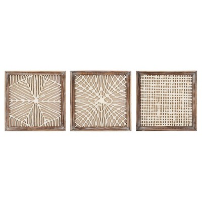 19.6" x 19.6" (Set of 3) Styles Handmade Paper in Wood Frame Decorative Wall Art - 3R Studios