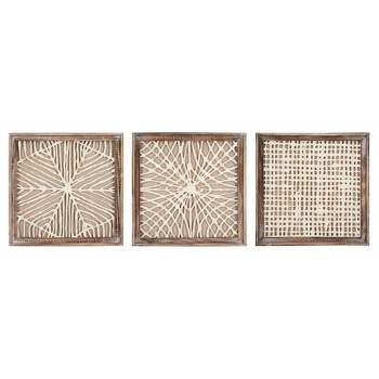 (Set of 3) 19.6" x 19.6" Styles Handmade Paper in Wood Frame Decorative Wall Art - Storied Home