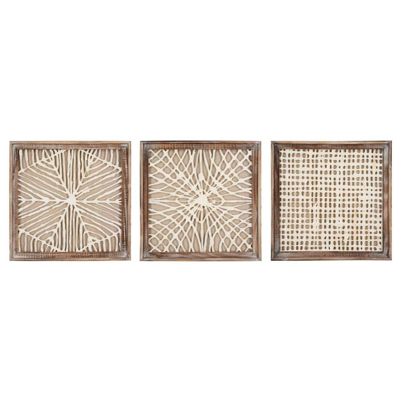 (Set of 3) 19.6&#34; x 19.6&#34; Styles Handmade Paper in Wood Frame Decorative Wall Art - Storied Home, 1 of 9