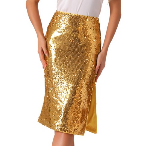 Gold sequin high waisted skirt hotsell