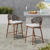 Christopher Knight Home Damon Outdoor 26" Aluminum and Rattan Counter Stools with Scallop-shaped Backrest (Set of 2) - 2 of 4