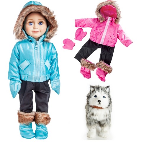 The Queen's Treasures 18 In Doll 13 Pc Ski Clothes And Dog : Target