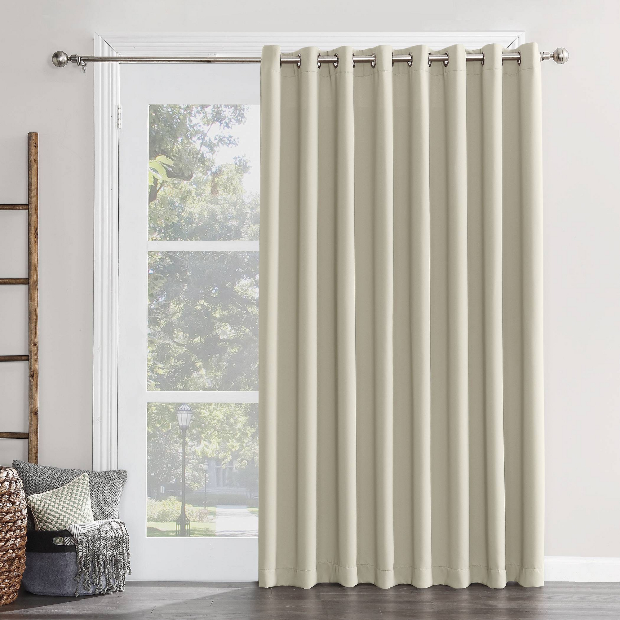 100"x84" Sun Zero Blackout Kenneth Extra-Wide Grommet Sliding Patio Door Curtain Panel Pearl: Noise Reduction, Energy Efficient