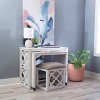 Powell Clarine Solid Wood and Beige Padded Seat Nesting Rolling Desk and Stool Set White: Poplar Frame, USB Port, No Storage - 2 of 4