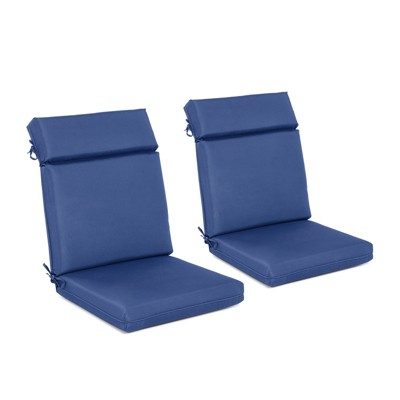Aoodor 2Pcs Outdoor High Back Dining Chair Cushion Set, Fade and Water Resistant Polyester Fabric Cover with Ties and Zipper