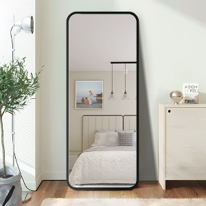Okak 64*17in Modern Round Corner Standing Mirror, Mutifunction Full Body Mirror with Hanging Hole, Wall Mirror for Dressing Room, Living Room - 1 of 4
