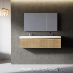Whisen Floating Wall-Mounted Bathroom Vanity with Wave-Textured Soft-Close Drawers, Basin, Pre-Assembled Cabinet - 1 of 4
