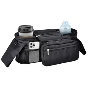 Enovoe Stroller Caddy Organizer with Insulated Cup Holders and Detachable Pocket, Black - 1 of 3