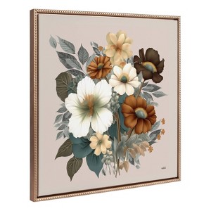 30"x30" Sylvie Beaded Blossom Symphony Framed Canvas by Inkheart Designs Gold - Kate & Laurel All Things Decor - 1 of 4