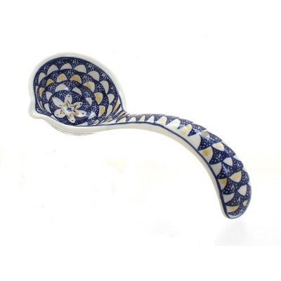 Blue Rose Polish Pottery Evergreen Soup Ladle