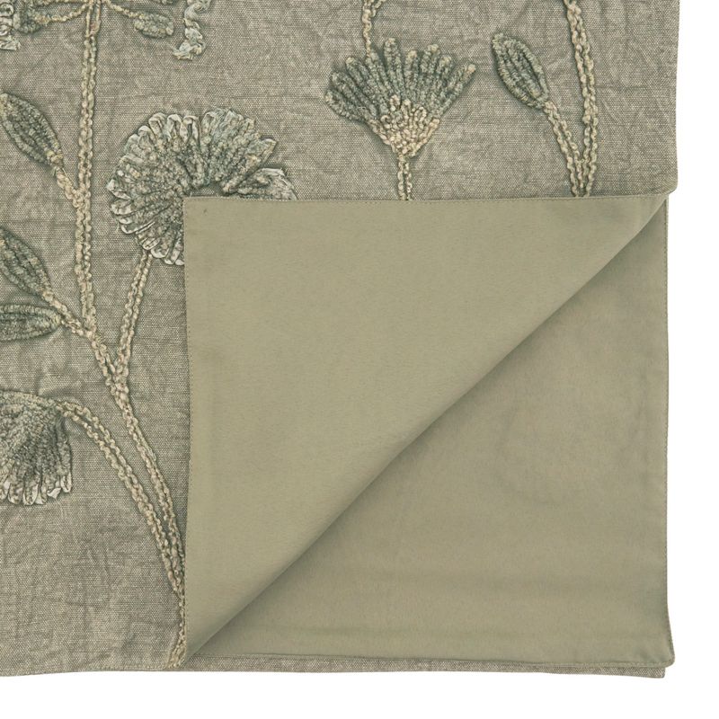 Saro Lifestyle Stone Washed Floral Runner, Taupe, 16" x 72", 2 of 5