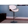 Modern Contemporary Swivel Walnut Bentwood Lift Adjustable Height Bar Stool with Curved Seat and Back (White) - 2 of 4