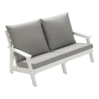 Outdoor Loveseat, Sofa Chair With Cushion,Stainless Steel Hardware, Comfortable Armrests Garden Sofa Furniture,abstract,white,29.92in,2.49ft