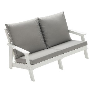 Outdoor Loveseat, Sofa Chair With Cushion,Stainless Steel Hardware, Comfortable Armrests Garden Sofa Furniture,abstract,white,53.94in,4.50ft - 1 of 4