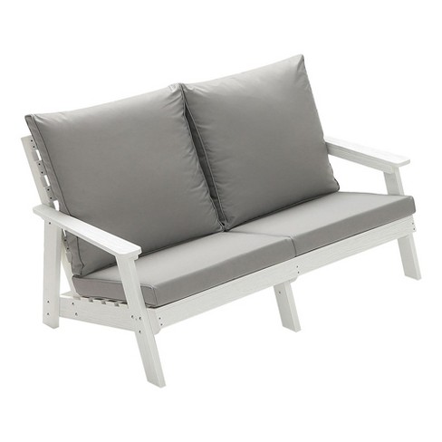 Outdoor Loveseat, Sofa Chair With Cushion,Stainless Steel Hardware, Comfortable Armrests Garden Sofa Furniture,abstract,white,53.94in,4.50ft - image 1 of 4