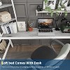 Acekool Twin Size Metal Loft Bed with Desk and Storage Shelves, Guardrail & Ladder, Space-Saving Bed for Kids Teens Adults, White/Black - 3 of 4