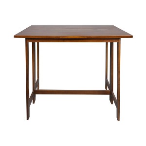 Solid Wood Folding Convertible Console and Dining Table Warm Brown - Flora Home: Hardwood, 40x30, Drop Leaf - 1 of 4