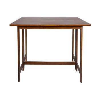 Solid Wood Folding Convertible Console and Dining Table Warm Brown - Flora Home