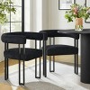 35" Modern Dining Set for 2,Round Dining Table+Upholstered Chenille Chairs Curved Backrest Armrest Kitchen Chair for Small Space Dining Room - 3 of 4
