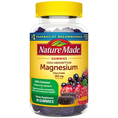 Nature Made High Absorption Magnesium Glycinate Supplement for Muscle, Nerve, Bone &#38; Heart Support, Magnesium Gummies - 40ct_0