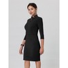 Hobemty Women's Business Stand Collar Zipper Neck 3/4 Sleeve Pencil Dresses - 3 of 4