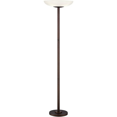 Possini Euro Design Modern Torchiere Floor Lamp Oiled Rubbed Bronze Frosted Glass Shade CFL Bulbs for Living Room Bedroom Uplight