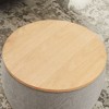 Sapphtopaz Pleated Fabric Ottoman with Storage, Handmade Round Ottoman Bench, 2 in 1 Function, Work as End Table and Ottoman, with Small Seat - 2 of 4