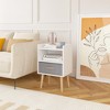KWPZQEB 2-Tier Storage Nightstand End Table with Collapsible Fabric Drawer, Wood Side Table with Storage Cabinet for Bedroom Livingroom - 4 of 4