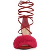 Allegra K Women's Faux Fur Open Toe Lace Up Strappy Chunky Heel Sandals - 3 of 4
