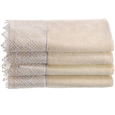 Creative Scents Ivory Lace Towels - Set of 4