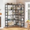 Jojoka 4 Tier L-Shaped Bookshelf, Industrial Corner Bookcase with 4 Open Shelves, 2 Curved Panels - 3 of 4