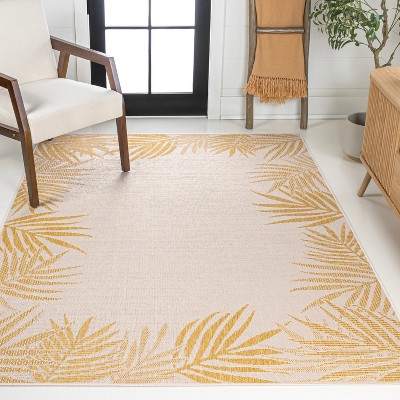 Isla Yellow and Cream Synthetic 4' x 6' Reversible Area Rug