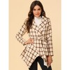 Allegra K Women's Shawl Collar Asymmetric Hem Thin Belted Plaids Wrap Coat - 2 of 4