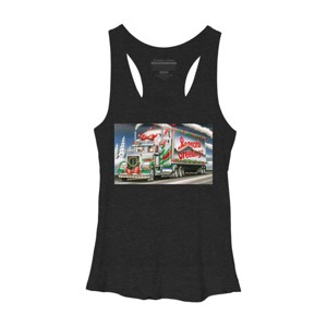 Women's Design By Humans Truck Driver Christmas Shirt Seasons Greetings By Galvanized Racerback Tank Top - 1 of 3