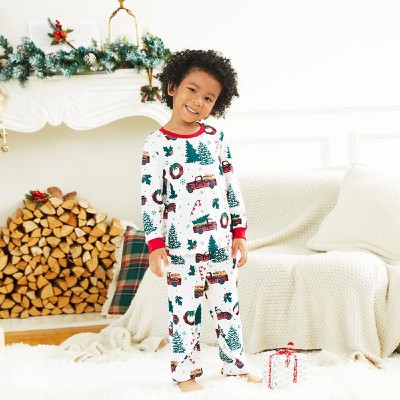 PATPAT Family Matching Christmas Pajamas For Family Tree Car Print Xmas Top Tee and Bottom Sets For Men M Turquoise