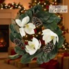 SEVOBAL Wreaths 22" Christmas Wreath Creamy White Magnolia Elegant Holiday Door Decor Wall Hanging Flower Wreath, Green, 22"*22"*6" - 2 of 4
