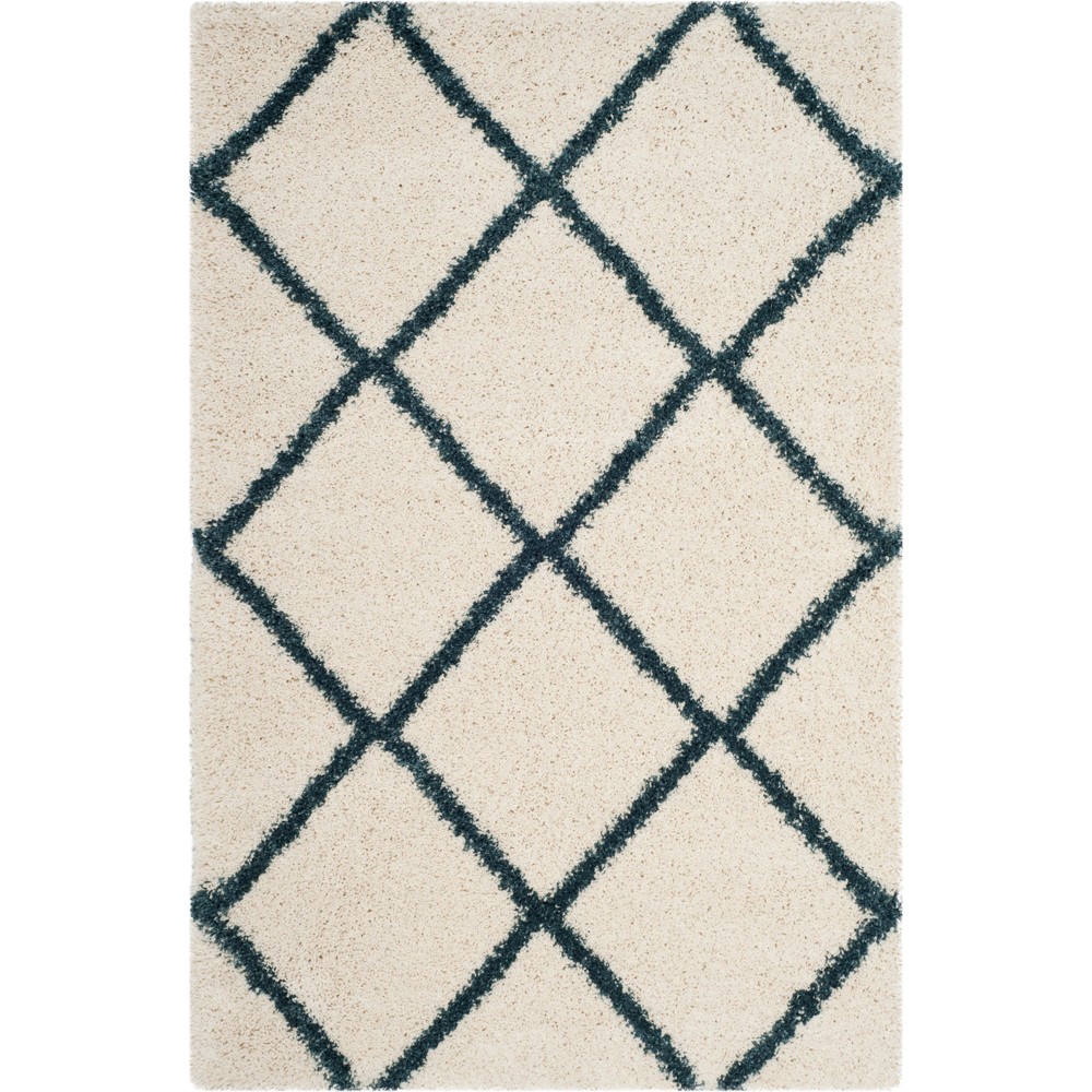 4'x6' Hudson Shag Area Rug Ivory/Slate Blue - Safavieh