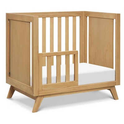 Honey Wood Mid-Century Modern Convertible Mini Crib