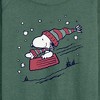 Women's - Peanuts - Snoopy Sledding Lightweight French Terry Wide Neck Long Sleeve Shirt - 2 of 4
