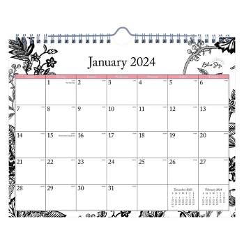 BLUE SKY January to December 2024 11"x8.75" Monthly Safety Wirebound Wall Calendar BS Analeis