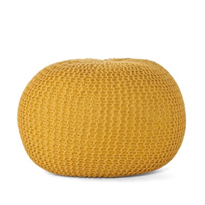 VisioGear Round Ottoman, Round Pouf Footrest Stool for Living Room, Yellow, 20"*20"*12"
