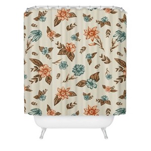 Susanne Kasielke Retro Vintage Floral Neutral Heavy Shower Curtain - Deny Designs: Machine Washable, Microfiber, Ring Top - 1 of 3