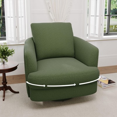 Swivel 361 Degree Barrel Chair/Mid Century Accent Chair Fabric Upholstered Armchair/Oversized Accent Chair Modern Upholstered Wide Reading Chair