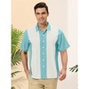 Lars Amadeus Men's Beach Striped Short Sleeve Hawaiian Color Block Button Shirts - 2 of 4